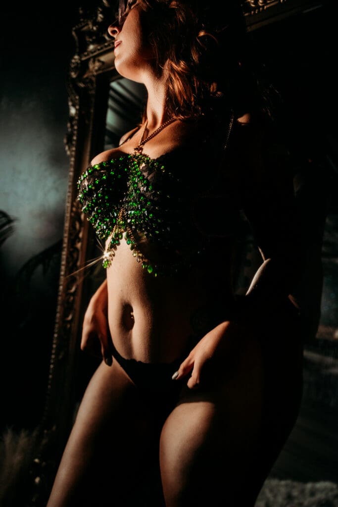 Woman during a boudoir photography session in Manitowoc, WI